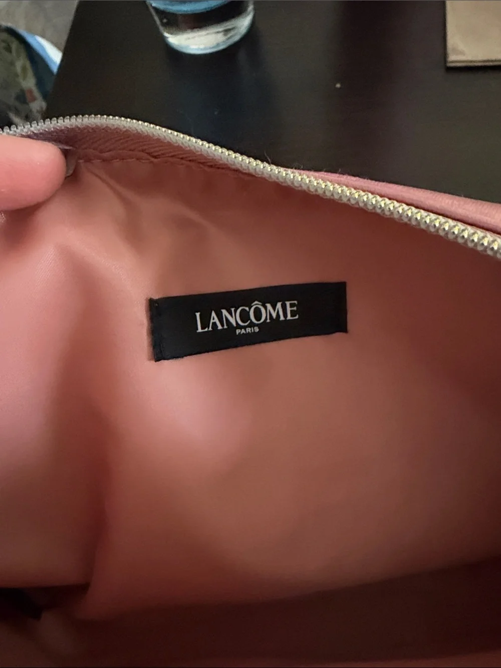 Lancôme Pink Metallic Cosmetic Pouch